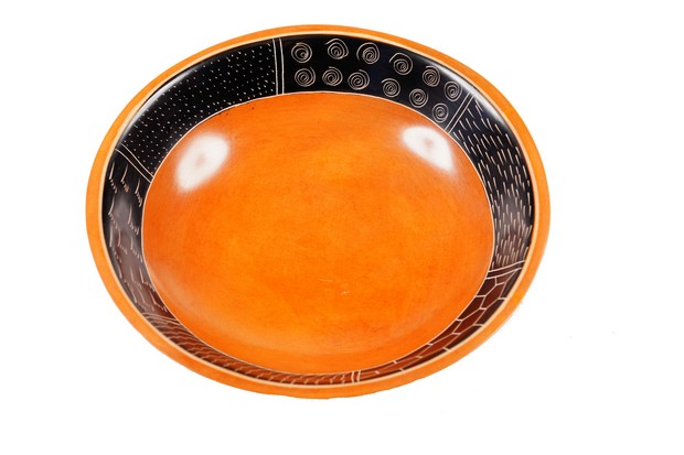 Speckstein Räucherschale orange mit Bordüre - D16x4cm