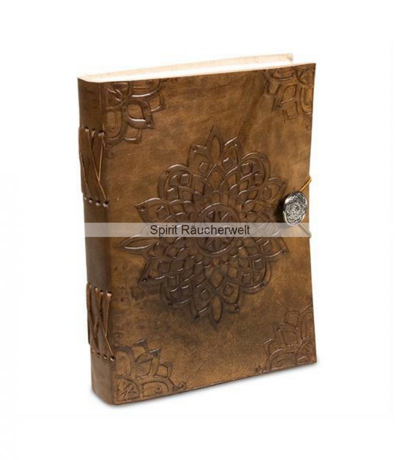 Buch der Schatten - Blütenmandala | Notizbuch mit Ledereinband