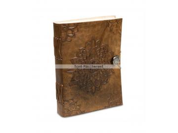 Buch der Schatten - Blütenmandala | Notizbuch mit Ledereinband