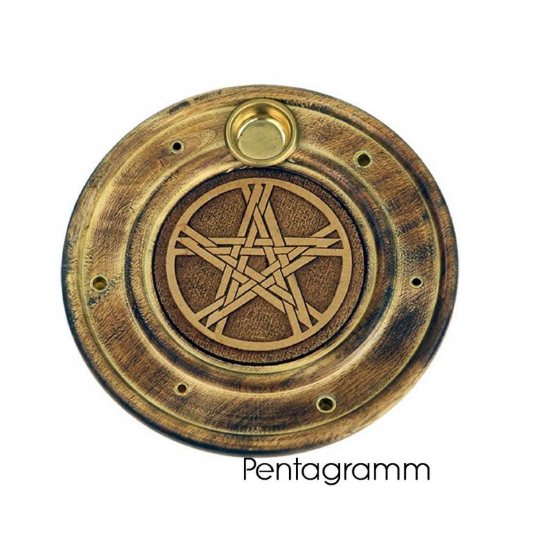 Pentagramm Räucherstäbchen u. Kegelhalter aus Holz