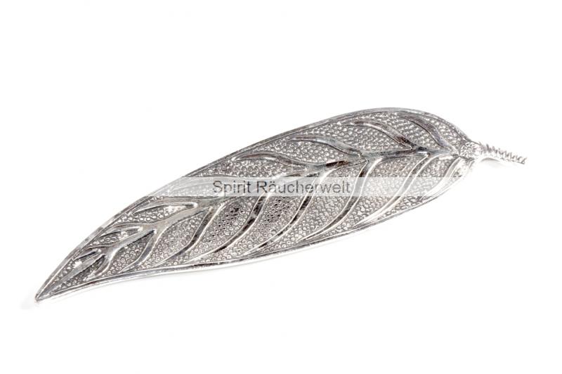 Blatt silber Räucherstäbchenhalter flach - 23x6cm