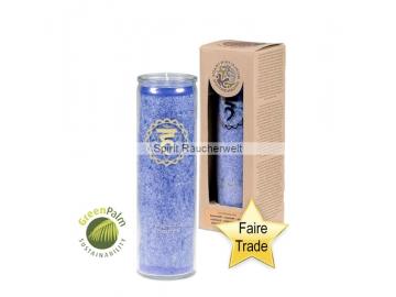 5. Chakra Kerze hellblau im Glas mit naturreinen äth. Ölen - faire Trade und GeenPal zertifiziert