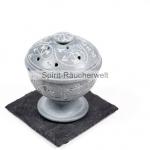 Malo Räucherkelch Speckstein grau mit Deckel und Gittereinsatz - D9x10cm