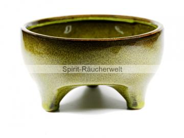 Räucherschale Rion aus Keramik mit drei Beinen, grün - D16,5x9cm