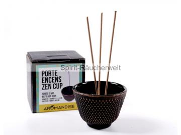 Zen Schale schwarz Räucherstäbchenhalter aus Gusseisen D6,5x4,5cm - japanisch